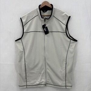 Tgw Players Vest Mens 2XL Gray Full Zip Golf Windbreaker Sleeveless Performance